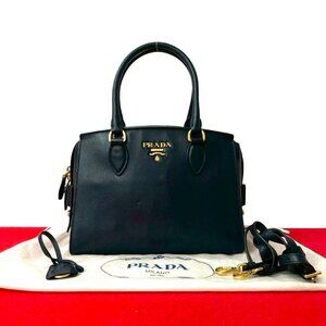 Prada Logo Leather 2-Way Shoulder Bag Mini